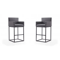 Manhattan Comfort 2-BS017-GY Ambassador 42 in. Grey and Black Metal Barstool (Set of 2)